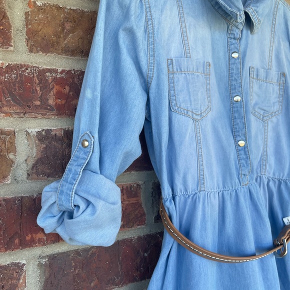 Little Girl’s Justice Soft Denim Dress With Belt Size 12 Has Spots - Picture 7 of 12